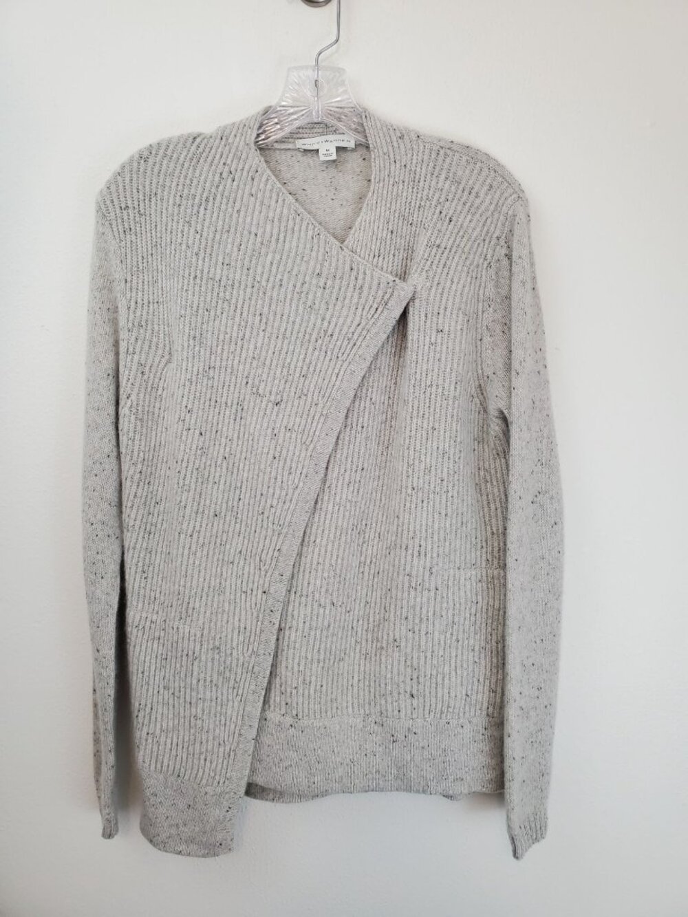 White & Warren asymmetrical cross-front cardigan
